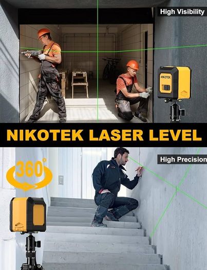 FREE EXPRESS SHIPPING Green Laser Level Self-Leveling Bright Green Beam Horizontal and Vertical Cross Line Laser for Home Decoration DIY etc.Carrying Pouch Battery Included