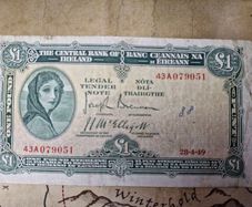 1 Pound Lady Lavery 28/4/49 IRISH NOTE