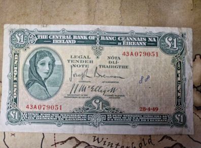 1 Pound Lady Lavery 28/4/49 IRISH NOTE