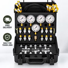 Hydraulic Pressure Test Kit 600 Bar Excavator Tractor Machinery 5 Gauges