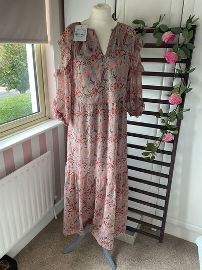 dress Bnwt indie + moi grey pattern long boho style dress T1