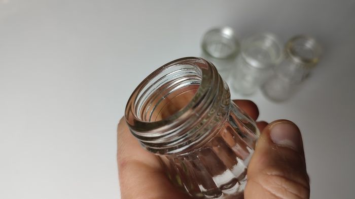 319 - Set of 4 Vintage Clear Glass Collectible Decorative Meat Paste Jars