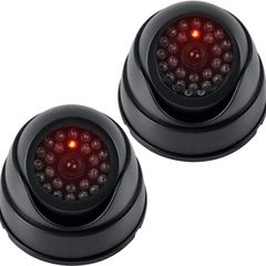 Dummy Cameras Fake CCTV 2PCS, Dome Dummy Fake Security CCTV Camera Simulation Monitor with Flashing LED Light, Dummy CCTV Camera Outdoor Indoor, Dummy Fake Camera Waterproof with 2 CCTV Signs + Screws