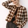 Fab Zara Bloggers Insta Famous Brown and Cream Jacquard Heavy Knit Cardigan Image 2