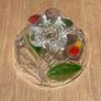 Footed Glass Fruit Bowl with Painted Red & Yellow Tulips Image 6