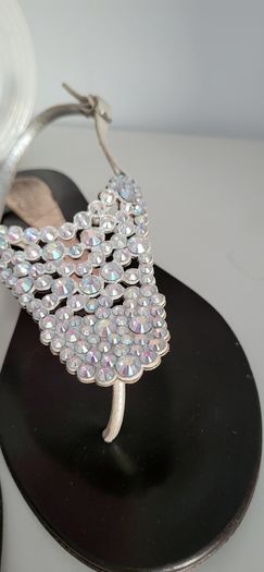 MAGRIT leather silver tone jewelled sandals Sz 39 (Fit 6-6.5 UK) Rrp 220 (New)