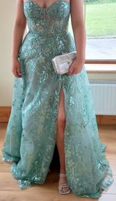 Sage Green Strapless Corset Ball Gown