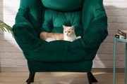 Armchair Comfy Chair Living Room Armchair Velvet Chair Accent Chair Reading Chair Relax Arm Chair Lounge Chair Bedroom Chair with Steel Frame, Green