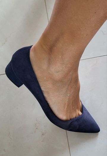 El Cortes Ingles navy suede pointed court shoes Sz 41 (Fit 7-7.5Uk) - Bnwt Rrp 59.99