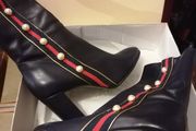 MARIAN Navy pearl boots uk6
