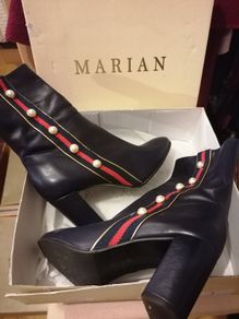 MARIAN Navy pearl boots uk6