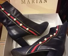 MARIAN Navy pearl boots uk6