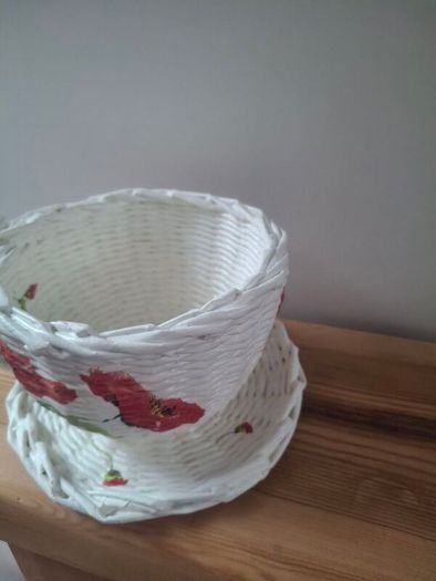 Handmade newspaper basket.