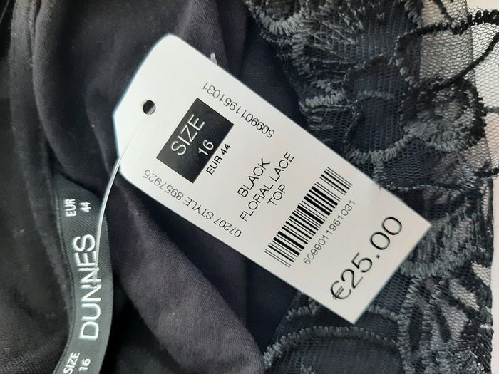 New black lace top tag attached