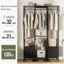 Clothes Rail Heavy Duty Clothes Rack - Stand Portable Closet Rack with Hooks, Wood Top, Steel Frame, Fabric Drawers & Open Shelves for Hanging Clothes, Rustic Brown Image 6