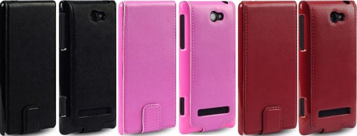 New Htc Windows Phone 8s Premium Pu Leather Flip Case Cover Black / Hot Pink / Red