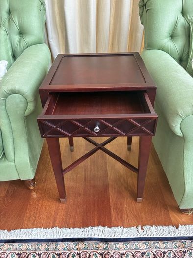 Elegant Dark Wood Side Table With Drawer