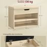 Shoe Storage Bench with Padded Seat 60cm Wooden Entryway Bench with Cushion & Hidden Storage Image 6