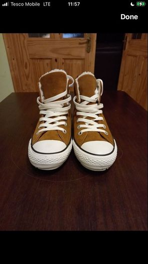 Converse High Tops, suede, wool inlining uk size 5.5 - 6.5