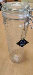 Blue Harbor Hobnail Round Clip Jar Glass 64 Oz New