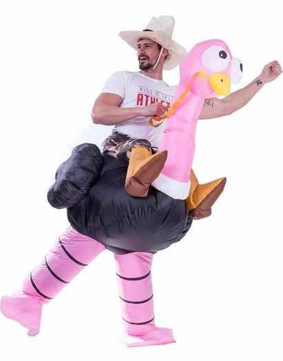 Inflatable Costume Riding an Ostrich Air Blow-up Deluxe Halloween Costume - Adult Size (FREE POSTAGE)