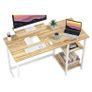 Office Desk with Monitor Stand,100cm Computer Desk with Reversible Storage Shelves,Study Desk for Home and Small Spaces,Oak Image 3