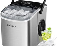 Ice Maker Machine Countertop Ice Cube Maker with Portable Handle, 9 Ice Cubes in 6 Mins, Self-Cleaning Compact Ice Maker 12 kg in 24 Hrs, with Ice Scoop and Basket for Home/Kitchen/Office/Bar
