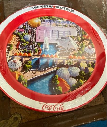 Coca Cola 1982 World Fair Metal Tray Rare