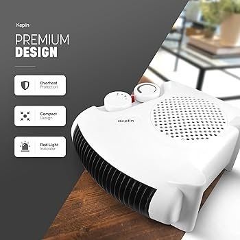 FREE EXPRESS SHIPPING  Electric Fan Heater with 2000W Power, 2 Heat Settings, Fan Setting, Safety Features & Sleek Horizontal & Vertical Design, Heat Protection & Thermostat, Lightweight & Portable for Home & Office