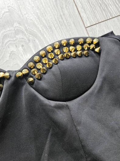 black gold stud dress