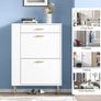 Shoe Storage Cabinet, Modern Shoe Cabinet with 2 Flip Hidden Doors and Drawer, Wooden Narrow Shoe Storage with Adjustable Shelves For Hallway, Entryway, Living Room 75x24x105.5cm (White) Image 6