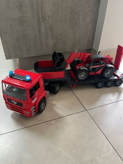 BRUDER low loader truck trailer AND telehandler
