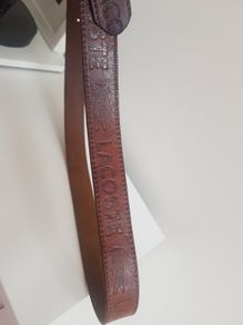 Vintage Leather Belt / Lacoste Real Leather Belt / Lacoste and Crocodile Tooled Belt