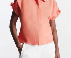 COS  Smocked Short-Sleeve Shirt