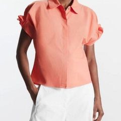 COS  Smocked Short-Sleeve Shirt