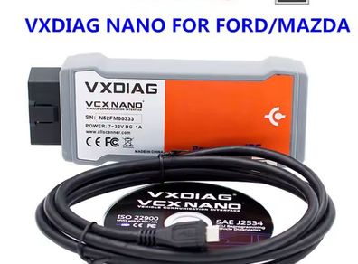 Vxdiag Vcx Nano For Mazda / Ford Usb Obd2 Auto Car Diagnostic Tool 2 In 1 For Mazda V112 V125 Obdii