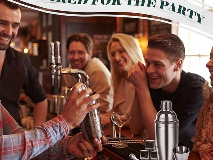 19 Pcs Cocktail Making Set, Stainless Steel Bartender Kit with 750ML Boston Cocktail Shaker for Party, Bar, Home (FREE POSTAGE)