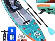 main image for ad Stand Up Paddling Board Inflatable SUP Set, Kayak Seat, 330 x 76 x 15 cm, Load Capacity up to 150 kg, Cam Holder, Integrated Kick Pad, 3 Fins, Adjustable Double Paddle, Complete Accessories, Mint
