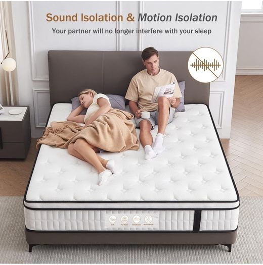 4FT6 Double Mattress, 10.2 INCH Double Bed Mattress, 7-Zone Pocket Sprung Medium Firm