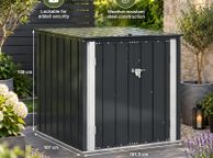 main image for ad Lockable Steel Garden Storage Box  Black Outdoor Storage with Deadbolt Lock