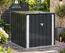 Lockable Steel Garden Storage Box  Black Outdoor Storage with Deadbolt Lock