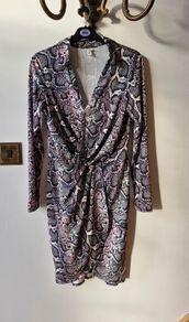Snake print dress with faux wrap