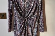 Snake print dress with faux wrap