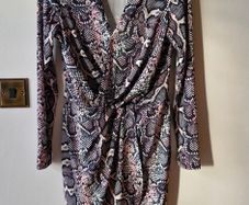 Snake print dress with faux wrap