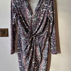 Snake print dress with faux wrap