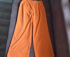 Orange Pull On Wide Leg Trousers size L