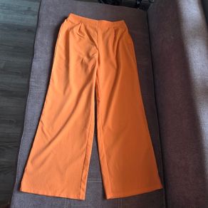 Orange Pull On Wide Leg Trousers size L