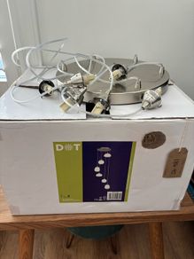Pendant light silver with white glass