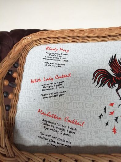 Mid Century Modern Retro Cocktail Melamine Wicker Tray