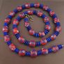 Vintage Venetian Style Floral Glass And tire Shape Blue Glass Beads Necklace Image 2